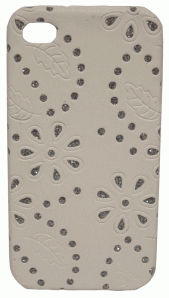 iPhone 4 Case IP4 1058 White with White Spinel Gemstone