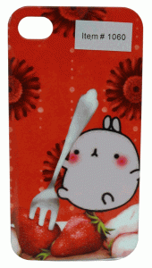 iPhone 4 Case IP4 1060 Cartoon Red Ginnie Pig with Strawberry and Fork